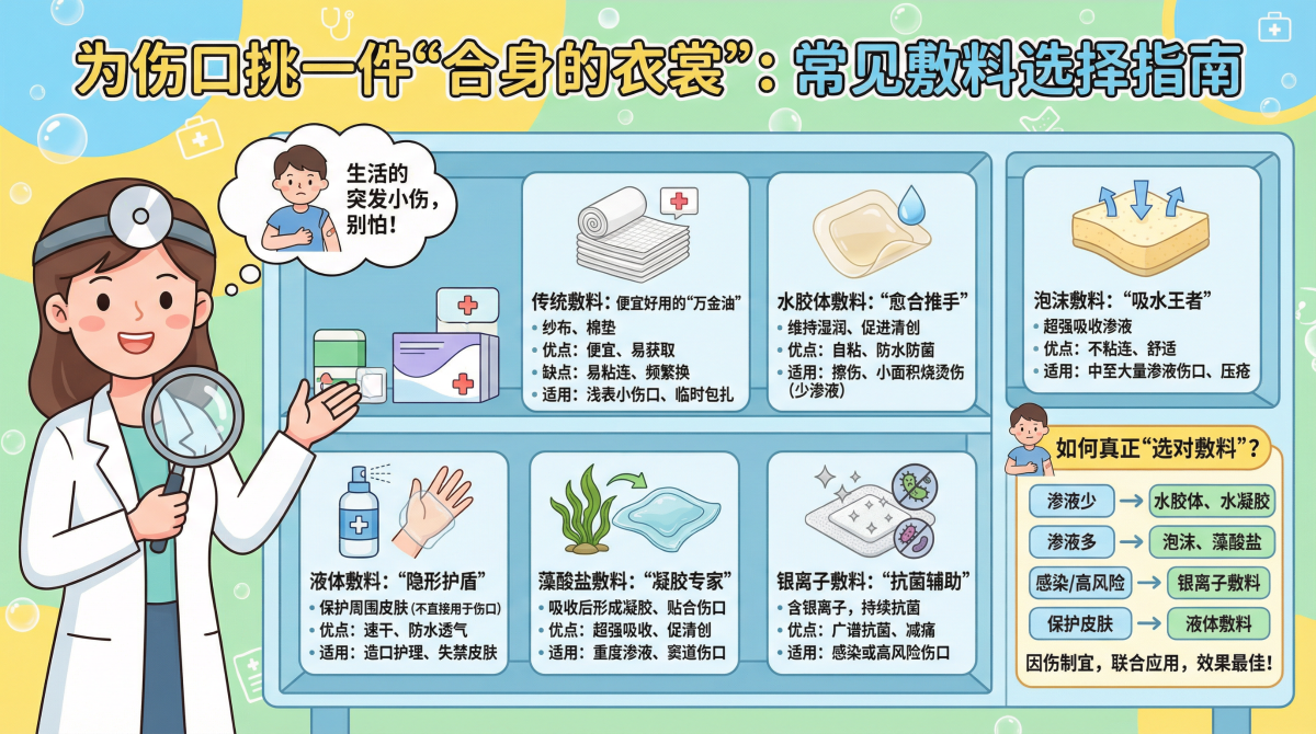 傷口敷料怎么選？一文看懂各種敷料的特性與適用場景